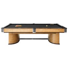 a pool table that is made out of wood and has a black cloth on top