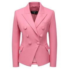 Double-breasted blazer in a slick leather construction. Rose pink leather Peak lapels Double-breasted button fastening Two side flap pockets Chest welt pocket Long sleeves Composition: Lambskin 100% Lining: 52% viscose, 48% cotton Stylish Blazers, Lambskin Leather Blazer, Balmain Blazer, Leather Blazer Jacket, Breasted Blazer, Double Breasted Blazer, Leather Blazer, Work Outfits, Double Breasted Suit Jacket