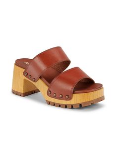 These Stylish Sandals Sport An Effortless Dual-Strap Upper Set On A Sturdy Platform Heel. Synthetic Upper Open Toe Slip-On Style Synthetic Lining Synthetic Sole Imported Size Block Heel, 3.25" (82mm) Platform, 1.60" (41mm). Center Core - W Trend Shoes > Saks Off 5th. Mia. Color: Cognac. Size: 9. Brown Block Heel Sandals With Strap, Brown Summer Wedge Sandals With Adjustable Strap, Brown Wedge Sandals With Adjustable Strap For Summer, Brown Strap Sandals With Block Heel, Brown Stacked Heel Sandals For Summer, Summer Ankle Strap Platform Mules, Summer Double Strap Heels, Summer Platform Mules With Ankle Strap, Summer Mules With Wooden Heel And Ankle Strap