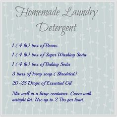 the homemade laundry detergent recipe is shown with instructions for how to use it and how to use it