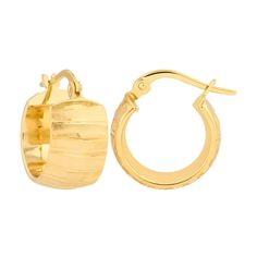 Real 14K Yellow Gold Extra Wide Textured Hoop Earrings with Hinge Clasp | Average Weight 2.17g Make a bold statement with our 14K Yellow Gold Extra Wide Textured Hoop Earrings. These stunning earrings feature an eye-catching wide design with a textured finish, adding a touch of sophistication to any ensemble. Crafted from high-quality 14K yellow gold, each earring is lightweight with an average weight of 2.17 grams, ensuring comfortable wear throughout the day. The convenient hinge clasp closure provides both security and ease of wear. Whether you're dressing up for a special occasion or adding a chic accessory to your everyday look, these extra wide hoop earrings are sure to elevate your style. * Bold Design: Extra wide hoop earrings with a textured finish, making a bold and stylish state Gold Hoop Earrings Stamped 14k For Wedding, Anniversary Yellow Gold Hinged Hoop Earrings, Formal Hinged Hoop Huggie Earrings, Formal Gold Hinged Hoop Earrings, Formal Gold Hinged Earrings, Gold 14k Stamped Hoop Earrings For Wedding, 14k Gold Hinged Earrings As A Gift, Small Hoop Hinged Huggie Earrings For Anniversary, Gold Hinged Huggie Earrings For Formal Occasions