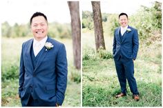 two pictures of a man in a blue suit and bow tie smiling at the camera