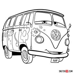 the vw bus from cars coloring pages