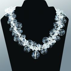 Bridal Hand Blown Glass and Crystal Statement Necklace - Chanel in Bubbles! Elegant Large Beads Clear Jewelry, Elegant Clear Jewelry With Large Beads, Elegant Large Beaded Clear Jewelry, Single Strand Glass Jewelry For Parties, Beaded Baubles, Glass Bubble, Twisted Sister, Beautiful Beadwork, Twisted Wire