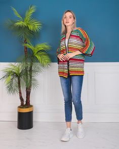 Multicolor Open Knit Cardigan, Casual Multicolor Open Knit Cardigan, Multicolor Open Knit Outerwear For Spring, Multicolor Open Knit Outerwear For Fall, Multicolor Open Knit Spring Cardigan, Spring Multicolor Open Knit Cardigan, Multicolor Crochet Top For Winter, Multicolor Long Sleeve Open Knit Crochet Top, Spring Multicolor Knitted Outerwear