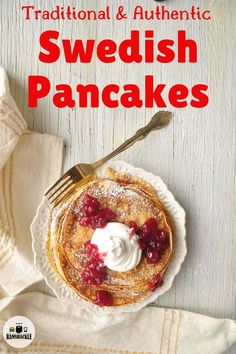 traditional and authentic swedish pancakes with cream on top