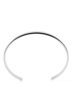 Enhance a variety of ensembles with this handsome sterling silver cuff bracelet. 1/4" width; 6 1/4" approx inner circumference (size Small) Sterling silver Made in France Modern White Gold Cuff Bracelet With Shiny Finish, Minimalist Formal Cuff Bracelet, Minimalist Polished Sterling Silver Bracelet For Formal Occasions, Minimalist Engraved Sterling Silver Bracelet For Formal Occasions, Minimalist White Gold Cuff Bracelet With Polished Finish, Minimalist White Gold Cuff Bracelet For Formal Occasions, Modern Sterling Silver Cuff Bracelet, Modern Cuff Bracelets With Polished Finish, Minimalist Polished Finish Bangle