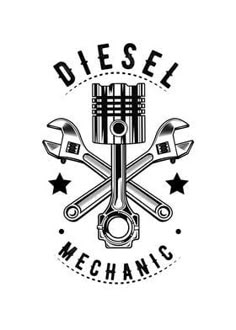 the diesel mechanic logo with wrens and stars