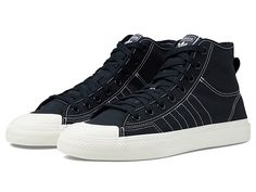 Black Adidas High-top Sneakers With Round Toe, Black High-top Sneakers With Three Stripes Branding, Black Adidas High-top Sneakers For Streetwear, Adidas Nizza High Top, Urban Black High-top Adidas Sneakers, Collar Construction, Adidas High, Adidas High Tops, Adidas Athletic Shoes