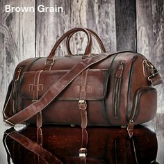 Brown Soft Leather Duffle Bag For On-the-go, Luxury Rugged Leather Duffle Bag, Brown Leather Duffle Bag For On-the-go, Leather Duffle Bag With Zipper For On-the-go, Brown Leather-lined Duffle Bag For Trip, Leather Luggage, Duffel Bag, Personalized Leather, Weekender Bag