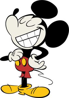 a cartoon mickey mouse is smiling and waving