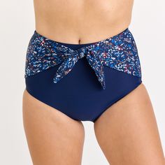 Step up your beach style with our High-Waisted Bikini Bottom featuring a chic front tie detail. Sized to perfection, the hem circumference is 62 cm and the thigh circumference is 49 cm for a Size S. When in doubt, it's best to size up for a comfortable fit. Crafted from 82% nylon and 18% spandex, this fully-lined bikini bottom offers UPF 50+ sun protection and quick-drying capabilities. Sold as a bottom only, you have the freedom to mix and match with your favorite tops. Keep it fresh and vibran Adjustable Beachwear Tankini With Tie-side Bottom, Summer Navy Triangle Top Swimwear, Navy Triangle Top Swimwear For Summer, Summer Style Navy Triangle Top Swimwear, Beachy Tankini With Tie-side Bottom For Swimming, Beachwear High-waist Swimwear For Beach, Navy Tankini For Poolside And Beach Season, Fitted Navy Tankini For The Beach, High Waist Beachwear For Beach