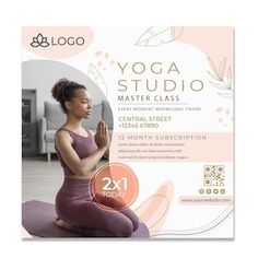 yoga studio flyer with woman in lotus position