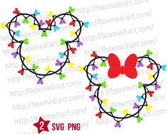 two mickey mouse ears with colorful bows