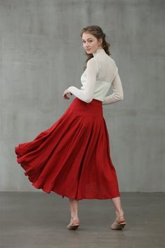 Pleated Skirt Winter, Red Linen Dress, Linen Slip Dress, Hooded Wool Coat, Red Wool Coat, Red Skirt, Winter Skirt, Skirt Midi, Red Skirts