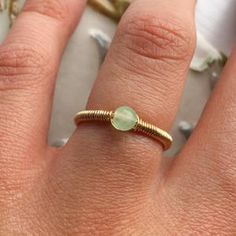 Tiny Jade Ring 14K Gold/Rose Gold Filled Sterling Silver Wire | Etsy Green Gemstone Ring, Wire Wrapped Ring, Sterling Silver Wire Wrap, Ring Simple, Jade Ring, Wire Wrapped Rings, Crystal Ring, Ring Dainty, Green Gemstones