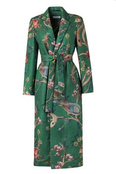 PARAISO GREEN | Kimono — Maison Alma Interior Design Fabric, Green Kimono, Dress Blazer, Kimono Coat, Kimono Wrap, Wrap Coat, No Waste, Notch Collar, Most Romantic