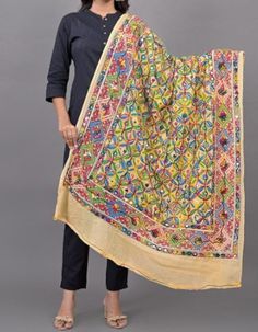 Cotton Dimensions Width: 44 Metres; Length: 2.25 Inches Description Handmade Item Colour - Beige WELCOME TO TieDyeDupatta Size:- Length : 2.25 Meters Width : 44 Inches Material: Cotton  ETHNICITY CHUNRI SCARVES DUPATTA  1 PCS SOLID COLOR Dupatta, Phulkari Kantha Kutch Mirror Foli Work Heavy Embroidery Cotton Dupatta Beautiful Cotton Indian dupatta with a Phulkari Kantha Foil Mirrie traditional chunri Dupatta design. This soli Dupatta scarf has a very soft and light weight fabric. Lightweight sca Traditional Multicolor Handwork Dupatta, Handwork Embroidered Dupatta For Festivals, Festive Cotton Dupatta With Handwork, Navratri Bohemian Dupatta With Handwork, Traditional Cotton Dupatta With Handwork, Handwork Multicolor Embroidery Dupatta For Navratri, Navratri Multicolor Embroidered Handwork Dupatta, Navratri Multicolor Embroidery Handwork Dupatta, Navratri Handwork Multicolor Embroidered Dupatta