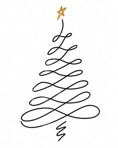 a drawing of a christmas tree with an ornament in the shape of a star