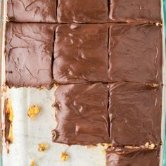 chocolate fudge cake sitting on top of a pan