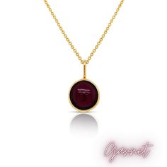 This stunning 14K yellow gold necklace features a natural round double sided bezeled cabochon gemstone. With a 16-18 inch cable chain finished with a lobster clasp, it adds a touch of elegance and sophistication to any outfit. Perfect for those who love to celebrate their birthday everyday or anyone who loves the classic stacking gemstone necklace Yellow Gold Round Cabochon Necklace, Yellow Gold Necklace With Smooth Bezel Round Pendant, Bezel Necklace, 14k Yellow Gold Necklace, Yellow Gold Necklace, Diamond Bar, Custom Engagement Ring, Cable Chain, Gemstone Necklace