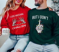 I Don't Do Matching Christmas Sweatshirt,Christmas Couples Sweatshirts,Couple Matching Sweatshirt,Xmas Party Sweatshirt,Funny Christmas Gift   PRODUCT DETAILS - Our sweatshirts are made for comfort with a 50% cotton and 50% polyester blend. - They're built to last with a medium-heavy fabric (8.0 oz/yd²). - Enjoy a relaxed fit and a sewn-in label. - Get the right size with our true-to-size guide.   SIZING - Find your perfect fit in our size chart with pictures. - For oversize look, you might cons His And Her Christmas Sweaters, Ugly Christmas Sweater Couples, Christmas Couples, Couples Sweatshirts, Matching Sweatshirts, Funny Christmas Gifts, Christmas Couple, Couple Matching, Sweatshirt Christmas