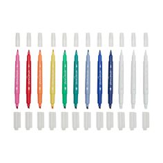 several different colored pens and erasers are shown in this image with the same color