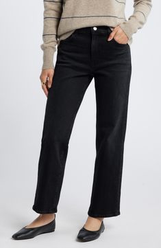 A dark wash adds subtle polish to these high-waist jeans cut from low-stretch denim so you easily through your day. Zip fly with button closure Five-pocket style 77% cotton, 22% lyocell, 1% spandex Machine wash, tumble dry Imported Everyday Washed Black Mid-rise Jeans, Black Straight Leg Cropped Jeans For Work, Black Cropped Straight Leg Jeans For Work, Black Denim Cropped Jeans For Work, Modern Cropped Leg Dark Wash Flare Jeans, Classic High Rise Washed Black Pants, Classic Mid-rise Washed Black Flare Jeans, Modern Cropped Leg Flare Jeans In Dark Wash, Washed Black Flare Jeans With Five Pockets For Work