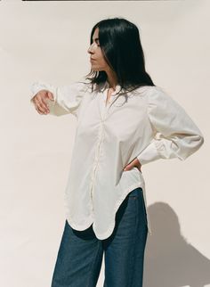 made in Los Angels French Seam, Liberty Of London, Long Shirt, Instagram Shop, Denim Top, Knitwear, Organic Cotton, Blouses, Cuff