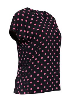 Add some vintage charm to your wardrobe with this darling short sleeve top from Escada. Crafted from soft silk, this blouse features a playful polka dot print in bold pops of pink. From jeans to midi skirts, this versatile top will keep you chic no matter how you style it. Size 6 (DE 36) 100% Silk Made in Italy Pullover Back button keyhole Short sleeve Crew neck Bust 38.5" Waist 37.5" Shoulder to hem 24.5" Sleeve length 7.5" Polka Dot Short Sleeve Blouse For Work, Black Short Sleeve Viscose Top, Fitted Short Sleeve Viscose Blouse, Fitted Polka Dot Tops With Short Sleeves, Fitted Polka Dot Top With Short Sleeves, Printed Silk Shirt, Fashion Group, Midi Skirts, Pink Polka Dots