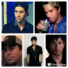 four different pictures of men with hats and one has a drink in his hand while the other holds a cell phone