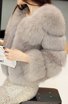 Beautiful Gray Light Grey Faux Fur Winter Coat Jacket Vest For Elegant Ladies and women #gray #winterfashion #furjacket #furcoat #fauxfur #fauxfurcoat Elegant Fluffy Mink Outerwear, Elegant Fluffy Winter Outerwear, Chic Fur Coat With Faux Fur Trim, Chic Fluffy Fitted Fur Coat, Chic Fitted Fluffy Fur Coat, Elegant Winter Faux Fur Coat, Elegant Winter Fur Coat, Elegant Solid Color Fur Coat For Winter, Gray Long Sleeve Party Outerwear