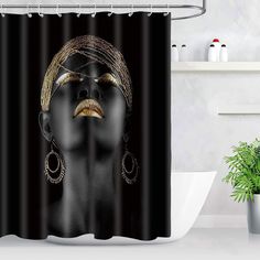 PRICES MAY VARY. ♛【SUPERIOR QUALITY】: Made of polyester fabric, durable, machine washable。 ♛【 ELEGANT DESIGN】 : Give your bathroom a clean feel with this 60” x 72” NTETSN shower curtain . ♛【PIECES INCLUDED AND PRODUCT DESIGN 】：Watercolor shower curtain and 12-Pack plastic shower hooks,Reinforced top header with 12 rust proof metal grommets and lead free weighted hem, Special cut macrame on the left and right sides. ♛【FEATURE AND PRODUCT CARE】:perfectly fits with the standard bathtub size, also a American Girl Bedrooms, Afro Shower Curtain, Girls Bedroom Curtains, Girls Shower Curtain, Luxury Curtains, Decor Baie, African Mask, Black Curtains, African Girl