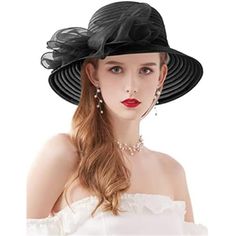 New Product Material -- High Quality Organza, 100% Polyester. Super Lightweight, Skin-Friendly And Breathable Material Will Not Make You Feel Heavy. Imported Drawstring Closure Hand Wash Only Size -- This Derby Hat Has A Brim That Is 3.9 Inchs All The Way Around, Fit For Head Circumference 21.26 Inch~22.83 Inchs. Which Has A Small Elastic Sweatband Inside In Order To Give It A Big Size Range. When The People Who Has A Small Headsize Can Pulled The Elastic Band To Offer A Smaller Size. One Size F Derby Tea Party, Pink Baseball Cap, Womens Tea, Tea Party Wedding, Wedding Tea, Tea Party Hats, Sequin Decor, Wedding Fascinators, Wide Brim Sun Hat