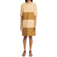 Partow Griffin Colorblock Shift Dress Color: Champagne/ Dune Combo Meticulously Made Yet Super Wearable, This Banded Shift Dress Is Pieced From Two Different Fabrics For Rich Variations In Color, Texture And Weight. Hidden Back-Zip Closure Jewel Neck Elbow-Length Sleeves 62% Viscose, 29% Linen, 9% Silk With 72% Cotton, 28% Linen Contrast Serious Inquiries Fast Shipping Top Rated Seller Thank You For Looking Feel Free To Ask Any Questions Bee Dress, Sheer Gown, Tunic Shirt Dress, Floral Sheath Dress, Color Champagne, Midi Cocktail Dress, Red Midi Dress, Pink Midi Dress, Green Midi Dress