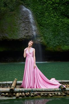 Long Strain Dress Silk Satin Dress Bridesmaid Dress Wedding | Etsy Silk Ball Gown Maxi Dress For Evening, Silk Ball Gown Maxi Dress For Wedding, Silk Maxi Dress With Sweep Train For Wedding, Satin Long Dress For Wedding, Sleeveless Pink Maxi Dress For Wedding, Pink Ball Gown Maxi Dress For Wedding, Silk Wedding Dress With Sweep Train, Pink Silk V-neck Evening Dress, Pink Satin Evening Dress For Wedding Guest