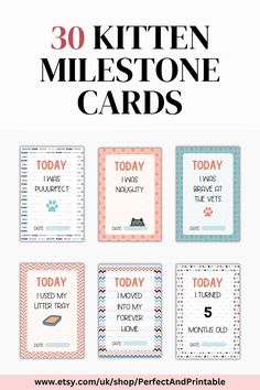 the printable 30 kitten mile stone cards