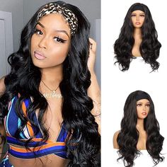 Body Wave Headband Wig Headband Wig Black Body Wave Synthetic Headband Wigs Long Wavy Wig For Black Women Glueless Wig With Headband Attached 26inches (1b) Features & Details [Hair Material]: Headnband Wigs Material Is Heat Resistant Synthetic Hair, It Is Smooth And Soft Handle, No Tangle,The Texture Is Very Close To Your Real Hair. [Fashion Design]: The Perfect Combination Of Silk Scarves And Wigs Of Headband Wig Can Show More Women's Beauty, This Will Be Bound To Become The Latest Fashion Tren Headband Wigs For Black Women Styles, How To Style Headband Wigs, Ways To Wear Headband Wig, Styling Headband Wig, Wig With Headband, Body Wave Headband Wig, Wig Headband, Long Wavy Wig, Wig Black