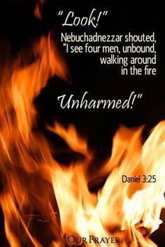 the fire is burning with a bible verse on it's back ground and an image of