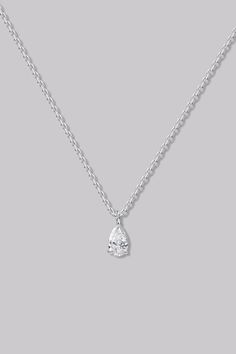 Solitaire Pear Diamond Necklace (0.19ct) - APM Monaco Apm Monaco, Diamond Gift, Metal Shop, Pear Diamond, Earring Necklace, Monaco, Colored Diamonds, Lab Grown Diamonds, Ring Earrings