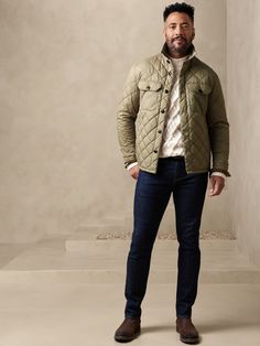 Plenty and practical, this quilted shirt jacket uses a unique waxed fabrication that develops a beautiful patina over time, making every piece one-of-a-kind to the wearer.  Our designers finished the silhouette with ample pocket storage for your trav Khaki Long Sleeve Quilted Outdoor Jacket, Quilted Long Sleeve Utility Outerwear, Classic Quilted Cotton Outerwear, Classic Cotton Quilted Jacket For Fall, Casual Khaki Quilted Jacket With Pockets, Casual Long Sleeve Khaki Quilted Jacket, Long Sleeve Outerwear With Flap Pockets For Casual Gatherings, Casual Long Sleeve Outerwear With Flap Pockets, Quilted Winter Utility Jacket With Long Sleeves