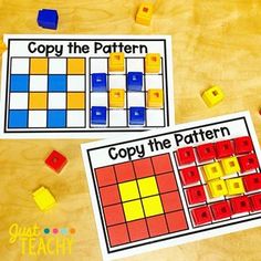 two different color blocks with the words copy the pattern and copy the pattern on them