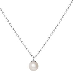 White Pearl Necklace With Delicate Chain For Formal Occasions, Delicate White Solitaire Necklace For Formal Occasions, Dainty White Solitaire Necklace For Formal Occasions, Formal White Cable Chain Necklace, Formal White Pearl Necklace With Cable Chain, White Classic Pearl Necklace With Cable Chain, White Cable Chain Necklace For Formal Occasions, Elegant White Pearl Necklace With Cable Chain, Simple Pearl Necklace