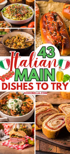 A collage of Italian main dishes. Italian Lunch, Italian Dinner Party, Italian Pasta Dishes, Italian Recipes Easy, Sicilian Recipes, Best Italian Recipes