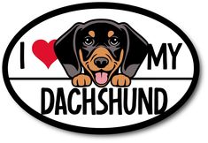 i love my dachshund sticker with a dog's face on it