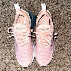 Nike Air Max 270 Pink And White Pink Nike 270 Shoes, Nike Air Max 270 Women Pink, Nike Air Max 270 White Pink, Nike Air Max 270 Ponk, Sporty Pink Nike Air Max For Running, Air Max 270, Nike Air Max 270, Nike Shoes Women, White Nikes