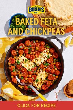 the cover of bush's baked feta and chickpeas cookbook is shown