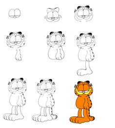 how to draw garfield the cat step by step drawing instructions for kids and beginners