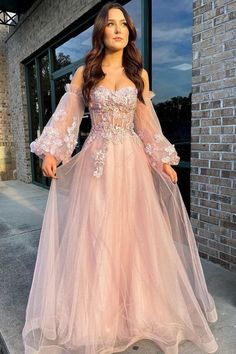 A Line Prom Dress, Princess Prom Dresses, Pink Gown, Tulle Evening Dress, Prom Dress Inspiration, Cute Prom Dresses, Pretty Prom Dresses, Fairytale Dress, A Line Prom Dresses