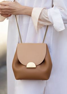 Polène | Bag - N°1 Mini - Camel Polene Paris Bag, Elegant Style Inspiration, Kardashian Kollection, Elegant Bags, Day Bag, Kim Kardashian, Handbag Accessories, Saddle Bags, Purses And Handbags